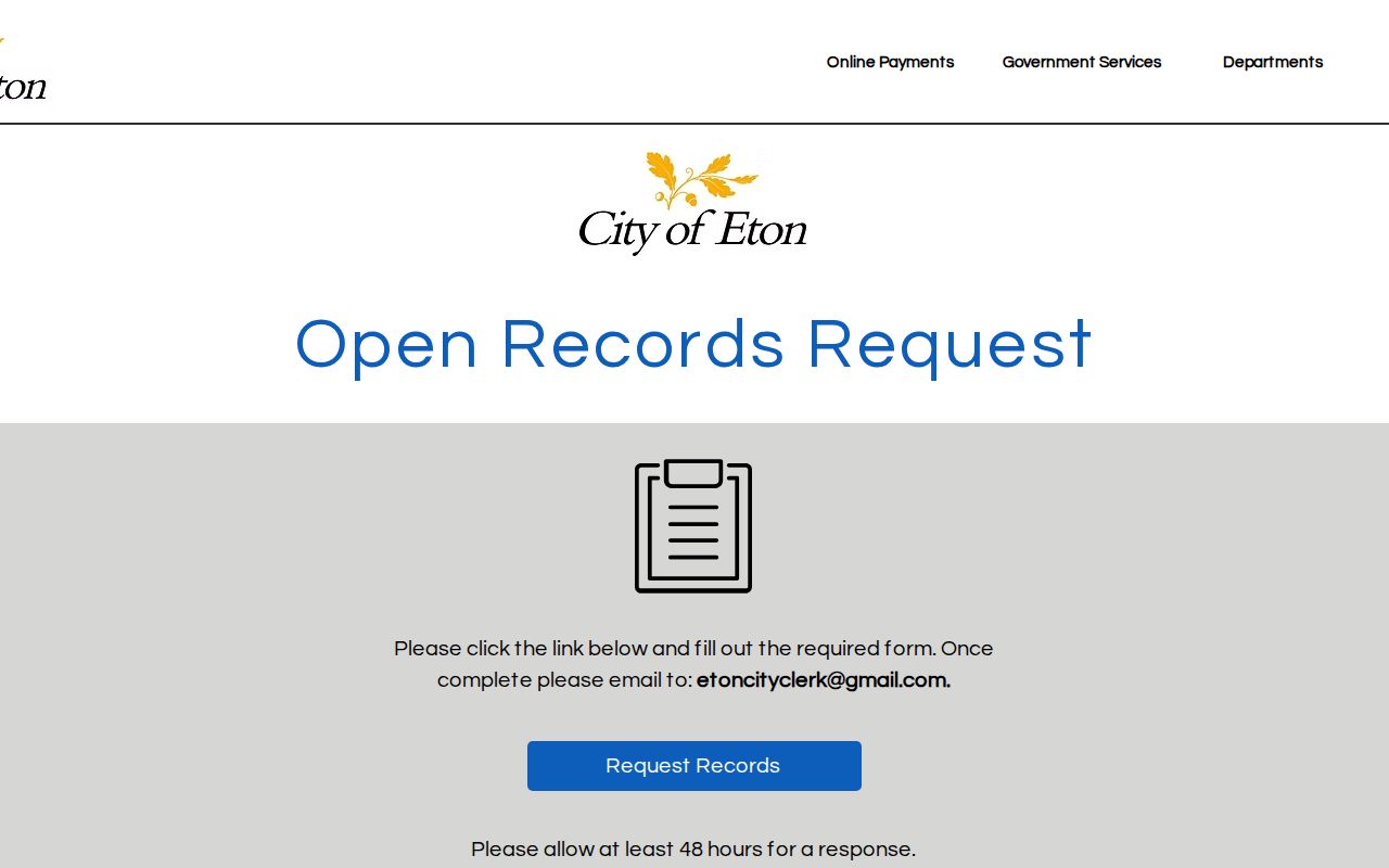 Eton court docket official open records request page