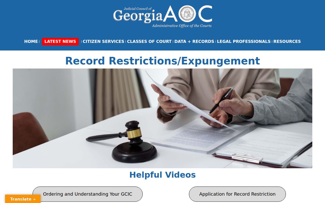 Georgia Courts record restriction and expungement guidance