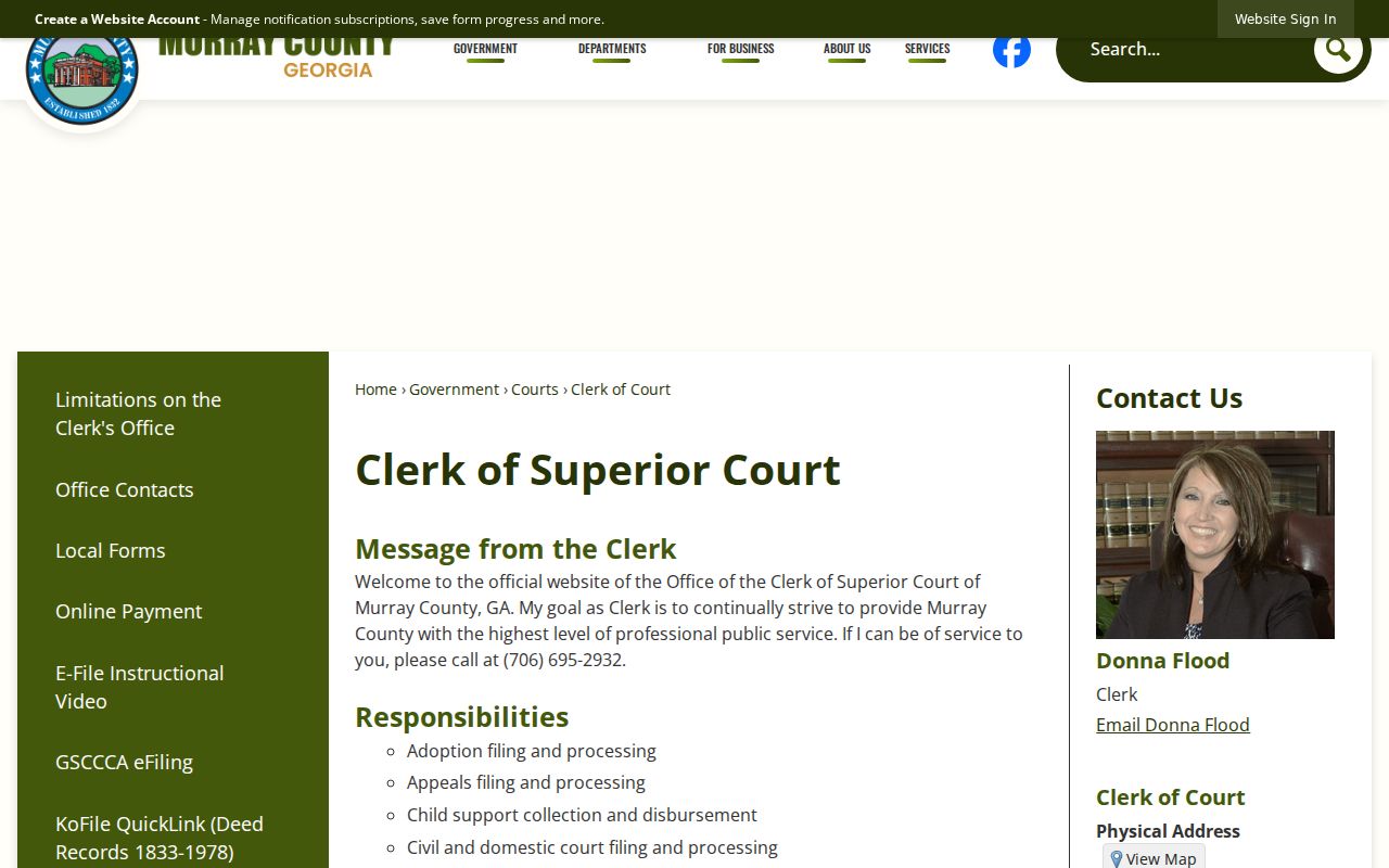 Murray County court docket Clerk of Superior Court page