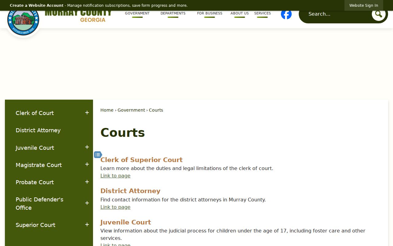 Murray County court docket official courts directory