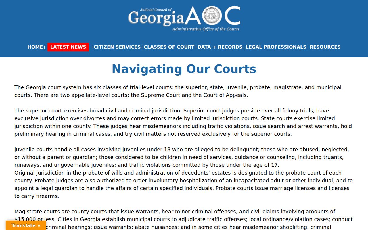 Murray County court docket Georgia court hierarchy