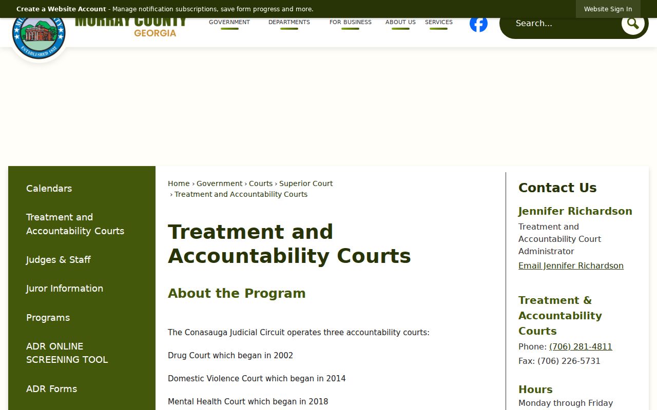 Murray County court docket treatment court information