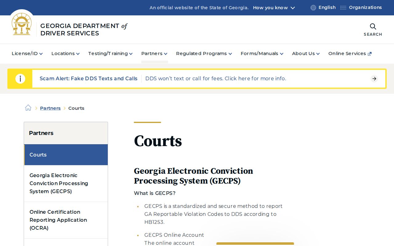 Georgia DDS court reporting for Murray traffic cases